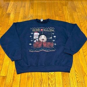 Gildan Sweatshirt Adult L Navy Blue Post Home Malone Christmas Crewneck